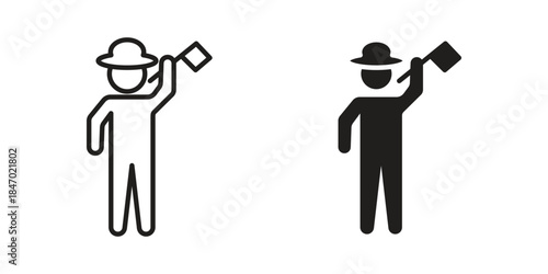 Tour guide icon element in flat simple style. Thin stroke editable icons