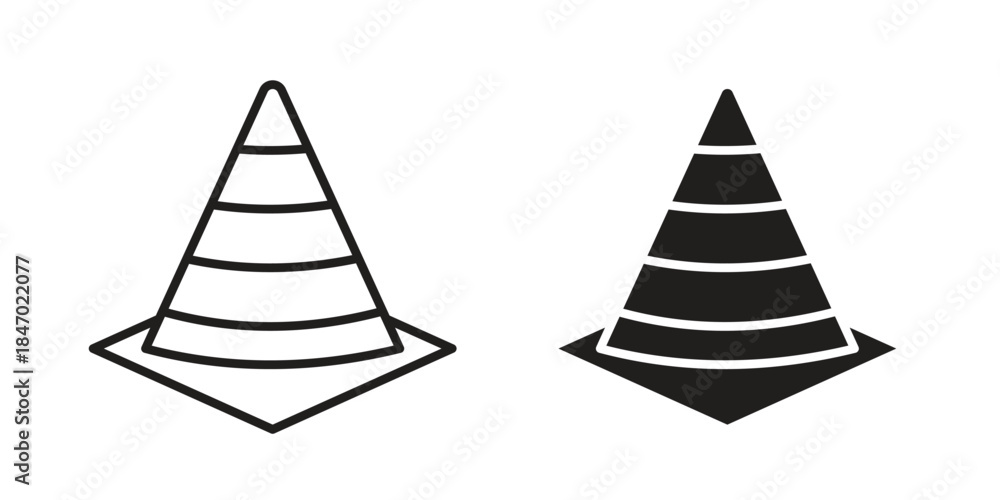 Fototapeta premium Traffic Cone icon element in flat simple style. Thin stroke editable icons