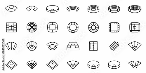 Stadium Part Icons: Architectural Elements of Sports Arenas and Venues