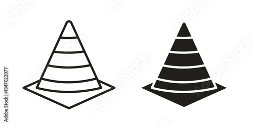 Traffic Cone icon element in flat simple style. Thin stroke editable icons