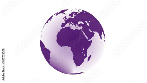 Vibrant purple globe centered on Africa and Europe