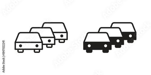 Trafic icon element in flat simple style. Thin stroke editable icons