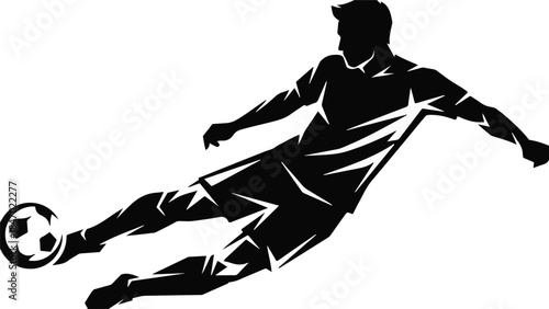 Dynamic vector illustration of a soccer player kicking a football