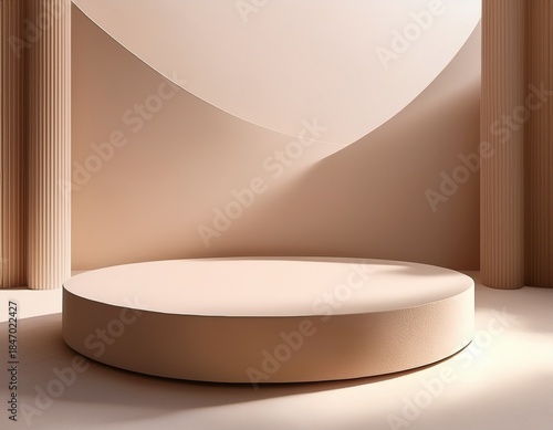 Minimal Product Podium Background with Large Copy Space for Advertising