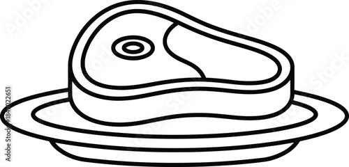 A simple outline illustration of a piece of steak on a plate