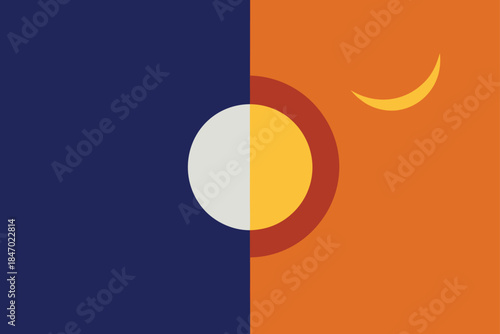 Day To Night Transition Vector Showing Sunset To Stars