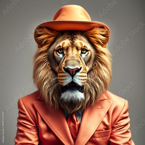 Anthropomorphic lion in a blue suit - Business cat. 