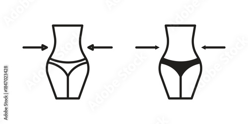 Women waist icon element in flat simple style. Thin stroke editable icons
