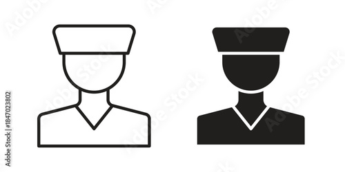 Valet icon element in flat simple style. Thin stroke editable icons