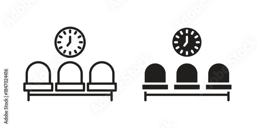 Waiting Room icon element in flat simple style. Thin stroke editable icons
