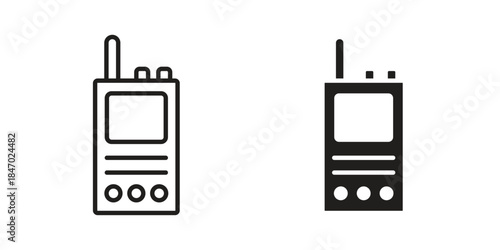 Walkie talkie icon element in flat simple style. Thin stroke editable icons