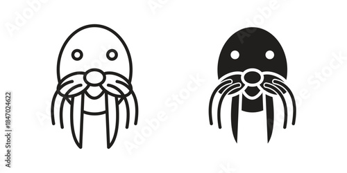 Walrus icon element in flat simple style. Thin stroke editable icons