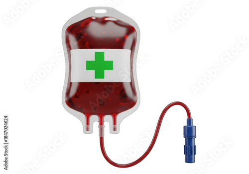 3d rendered blood bag isolated on transparent background for medical icon, healthcare branding, web, and app design