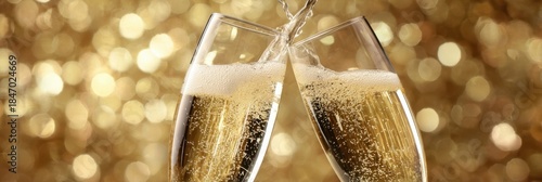 Champagne glasses toasting celebrating New Year party