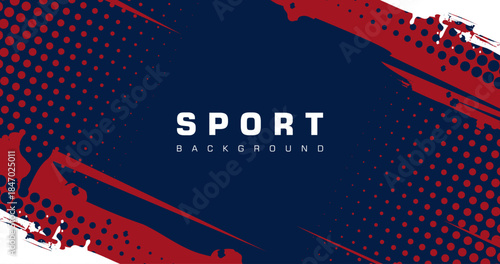 Professional sport background with paint splash splatter and halftone element. Vector abstract grunge background