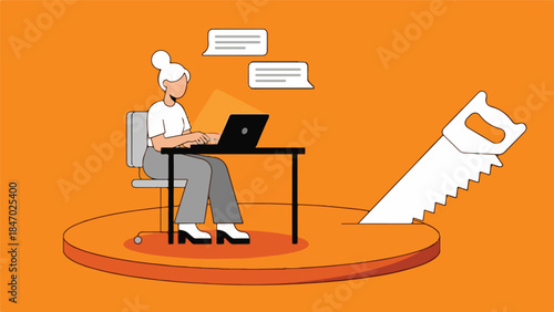 Professional working on laptop unaware of the self-sabotage happening beneath her