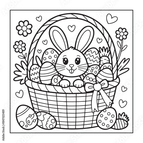Wallpaper Mural Happy Easter! Black and white coloring pages for teens, adults, and kids featuring Easter elements. Torontodigital.ca