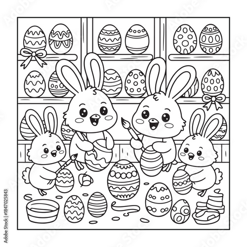 Wallpaper Mural Happy Easter! Black and white coloring pages for teens, adults, and kids featuring Easter elements. Torontodigital.ca