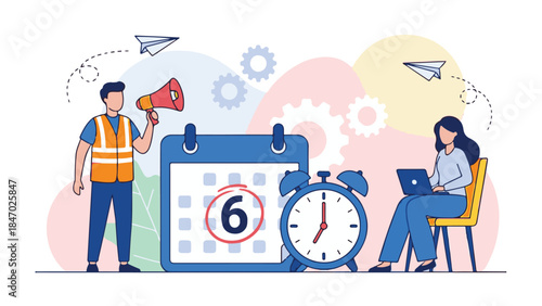 Business planning, communication, and deadline management illustration