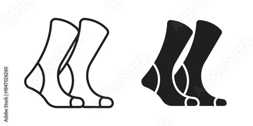Women socks icon element in flat simple style. Thin stroke editable icons