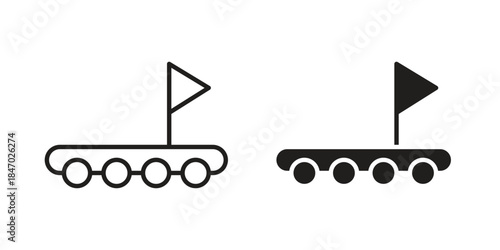 Wood Raft icon element in flat simple style. Thin stroke editable icons