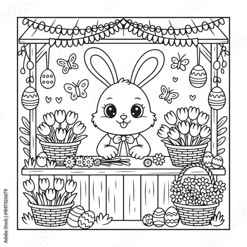Wallpaper Mural Happy Easter! Black and white coloring pages for teens, adults, and kids featuring Easter elements. Torontodigital.ca