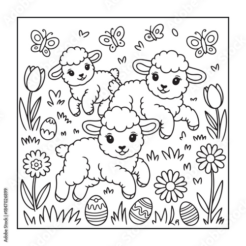 Wallpaper Mural Happy Easter! Black and white coloring pages for teens, adults, and kids featuring Easter elements. Torontodigital.ca