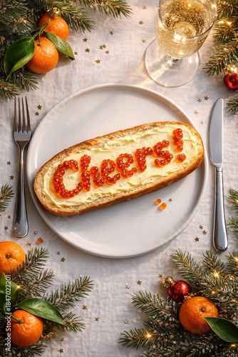 A festive table setting featuring a 