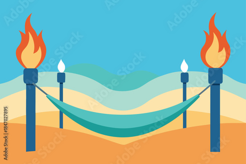 serene-hammock-on-beach-tiki-torches-gentle-surf