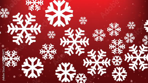 Festive Red Christmas Snowflakes Background Vector Graphic Design Template for Winter Holiday Wallpaper