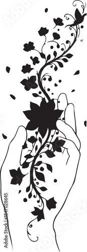 Blooming Feminine outline Silhouette