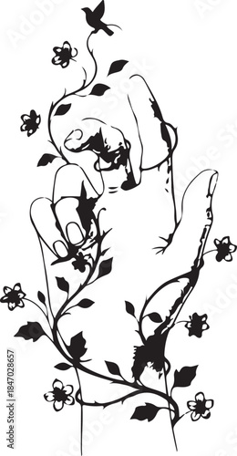 Blooming Feminine outline Silhouette