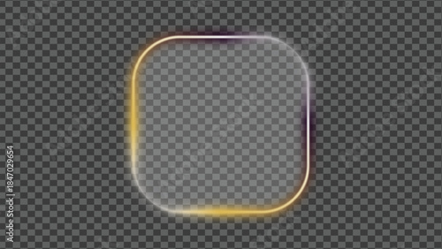 Glowing rounded rectangle with rainbow effect on a transparent background