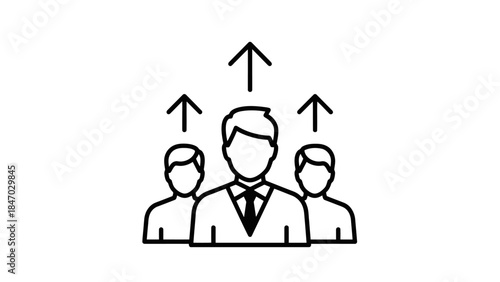 Ascending Aspirations: A minimalist illustration captures the essence of ambition, with three figures representing individuals striving towards success, symbolized by upward-pointing arrows. 