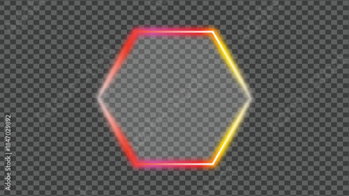Glowing neon hexagon outline on dark background