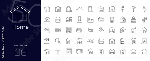 Home Line Editable Icons set