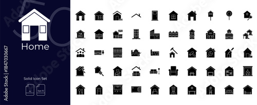 Home Solid Editable Icons set