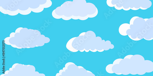 Abstract kawaii Clouds cartoon background.