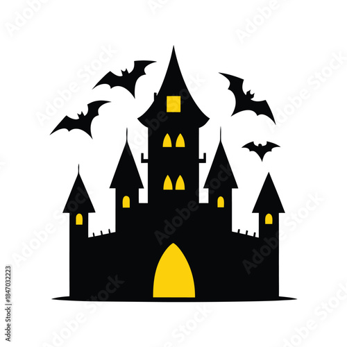 castle vector with bats