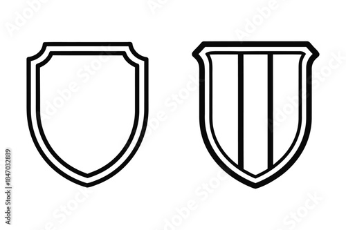 Protect shield line art black frame symbol vector