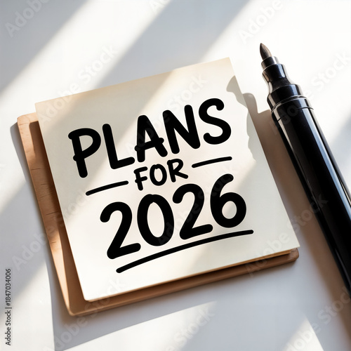 Wallpaper Mural "Planning for 2026 — 'Plans for 2026' Notes on Sticky Pads with Pen on Sunlit Desk — Goal Setting and New Year Planning Concept" Torontodigital.ca