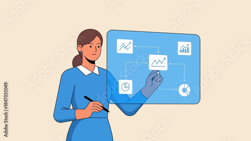 Business Leadership Concept. Vector illustration of a diverse office team discussing ideas, finance, and growth strategy. Teamwork, innovation, and project planning concept.
