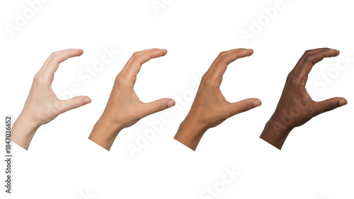C Shape: Diverse Hands Forming Letter C on White