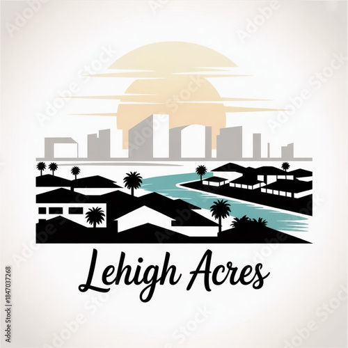 Lehigh Acres Skyline Silhouette — A Growing Residential Community of Southwest Florida Vector Illustration