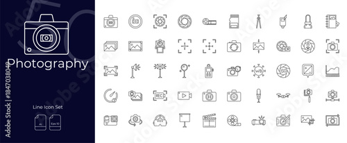 Photography Line Editable Icons set