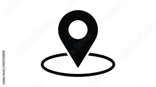 Modern location pin icon on circular background for navigation
