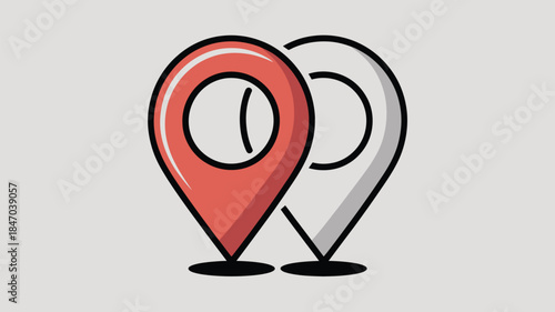 Two location pins for mapping and navigation purposes
