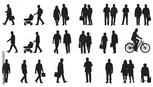 People Silhouettes Vector – Digital Architecture & Urbanism Model Illustration
