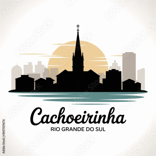 Cachoeirinha Skyline Silhouette — A Metropolitan City of Greater Porto Alegre Vector Illustration