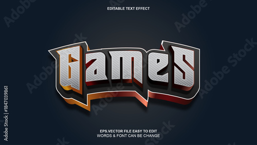 3D Games Text Effect, Gaming Style, Editable Font